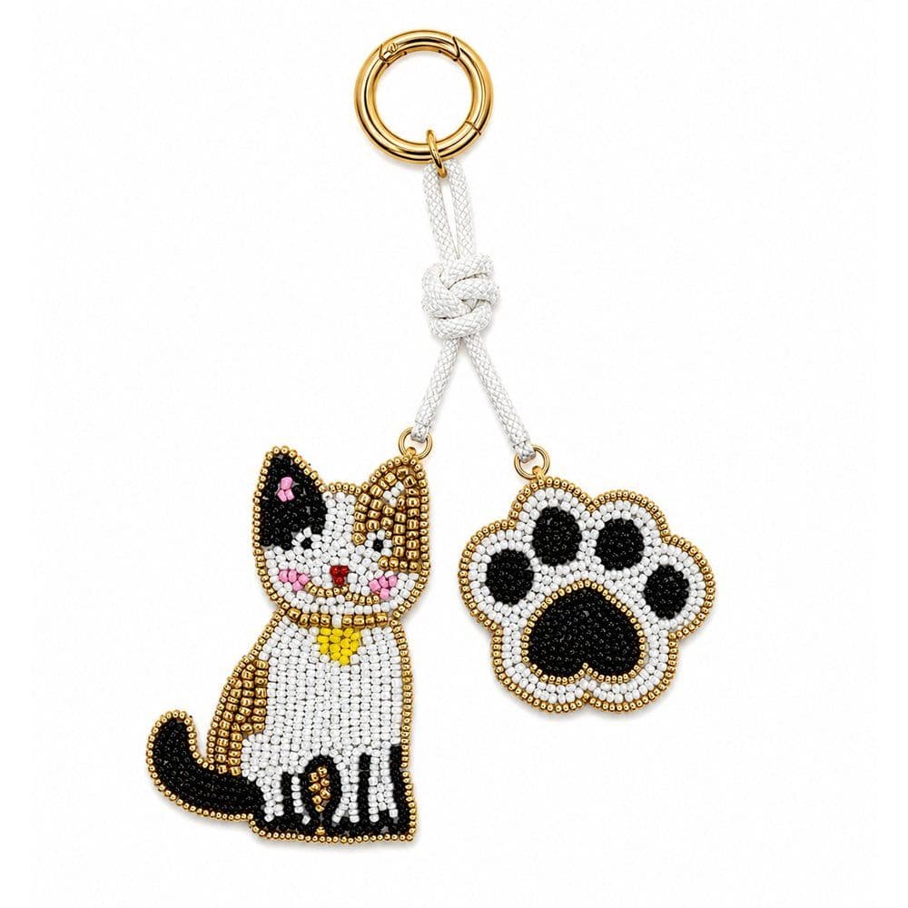 Charm de sac ou porte-clés - Chat et patte