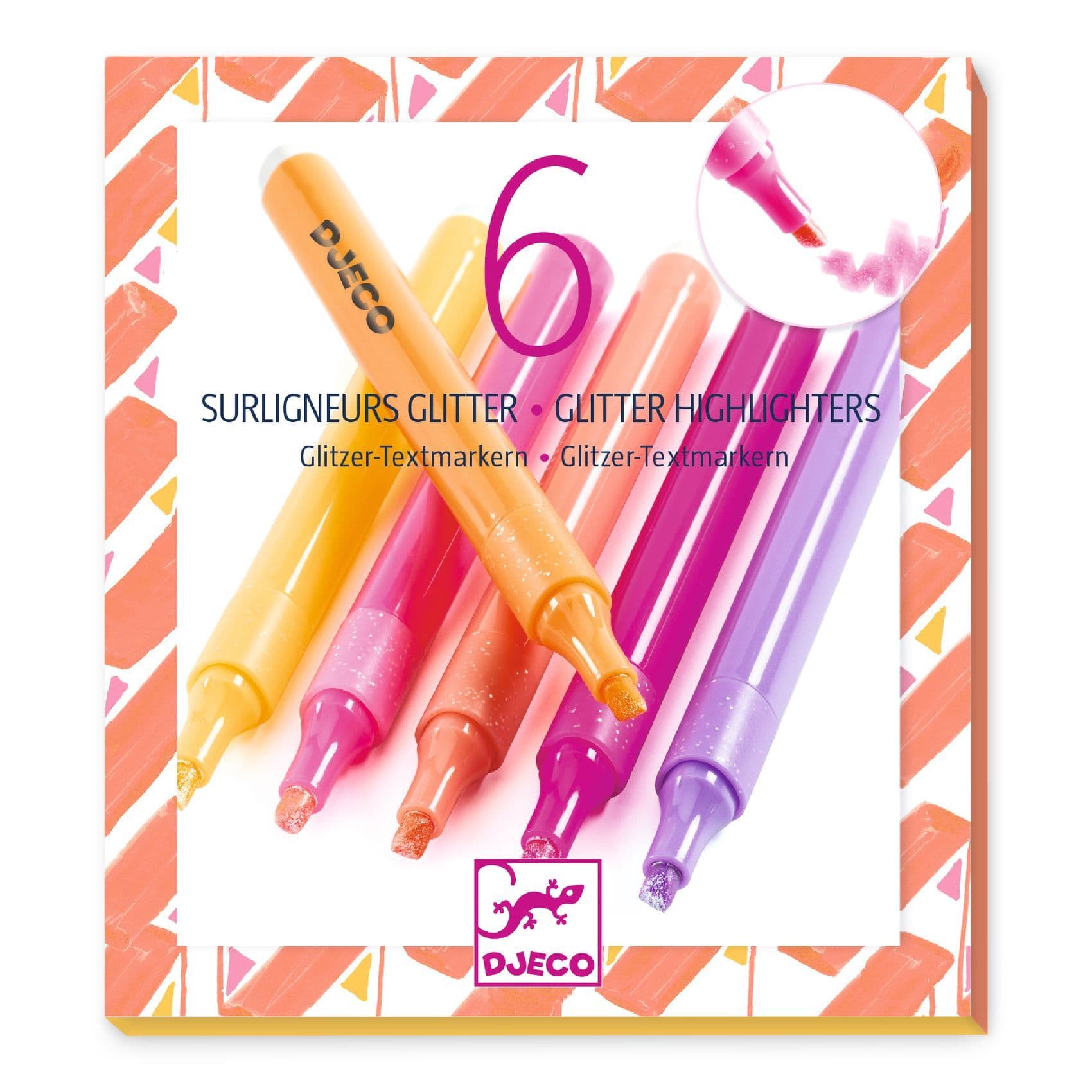 6 surligneurs glitter - Pamplemousse