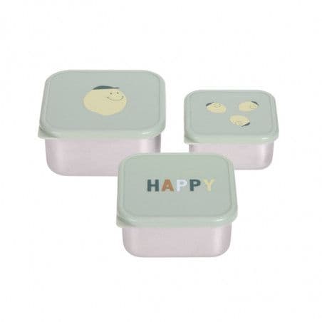 Lot de 3 boites à goûter inox - Happy Fruits, citron
